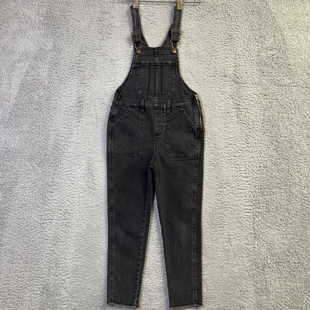 OshKosh Bgosh Overalls Kids 7 Washed Black Denim Vestbak Sustainable Classic